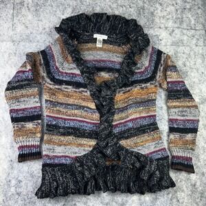 Susan Bristol Womens Size M Cardigan Open Front Southwestern Ruffled Wool Alpaca